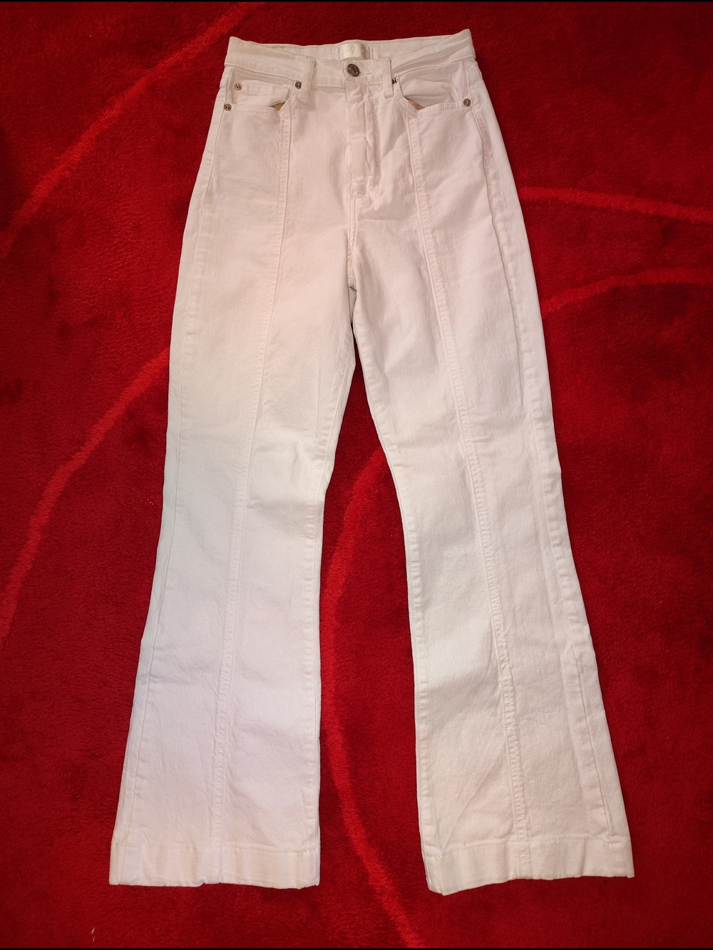 Seven7 High-Rise White Flare Jeans